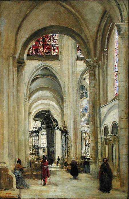 Interior of the Cathedral of St. Etienne, Sens de Jean-Baptiste-Camille Corot