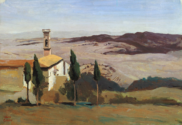 Volterra, Church and Bell Tower de Jean-Baptiste-Camille Corot