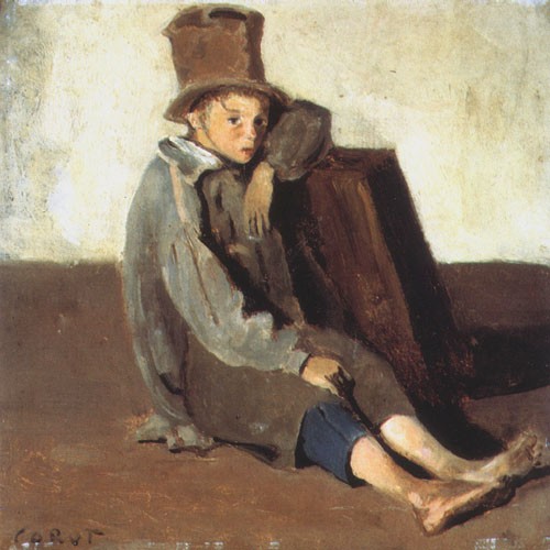 Child with a big hat de Jean-Baptiste-Camille Corot