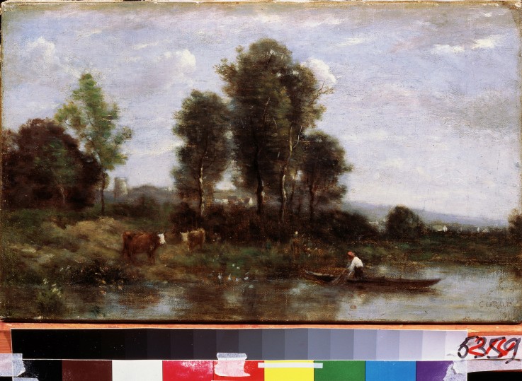 Landscape with a river de Jean-Baptiste-Camille Corot