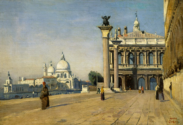 Mañanas en la plaza Marcos de Venecia de Jean-Baptiste-Camille Corot