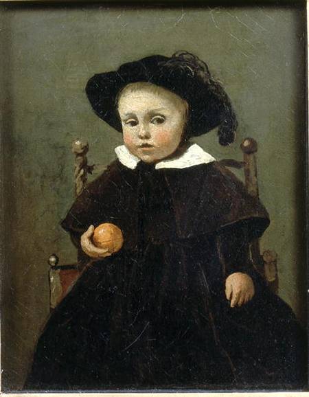 The Painter Adolphe Desbrochers (1841-1902) as a Child, Holding an Orange de Jean-Baptiste-Camille Corot