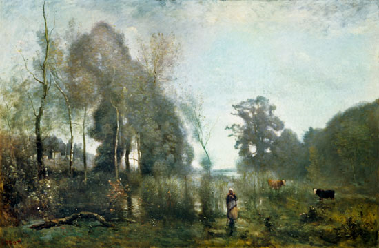 The pond at Ville d'Avray de Jean-Baptiste-Camille Corot