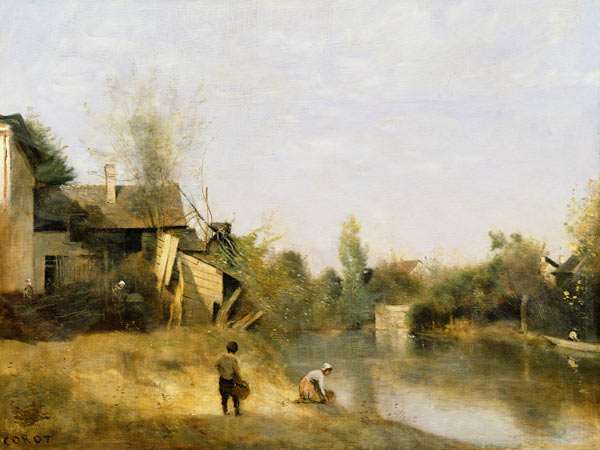 Riverbank at Mery sur Seine, Aube de Jean-Baptiste-Camille Corot