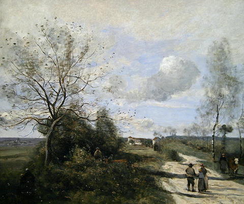 Saintry, near Corbeil, the white road (oil on canvas) de Jean-Baptiste-Camille Corot