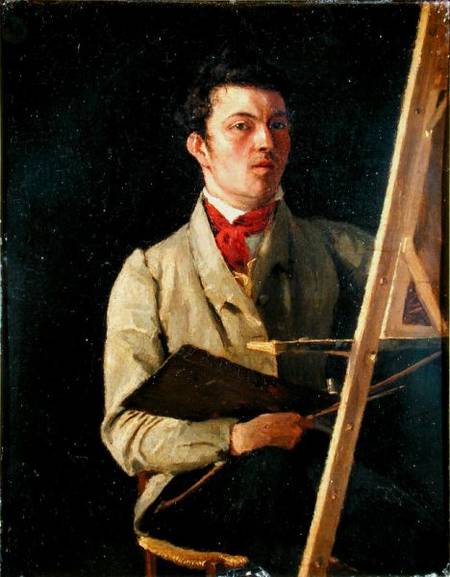 Self Portrait, Sitting next to an Easel de Jean-Baptiste-Camille Corot