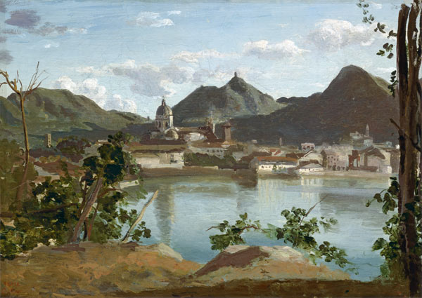 The Town and Lake Como de Jean-Baptiste-Camille Corot