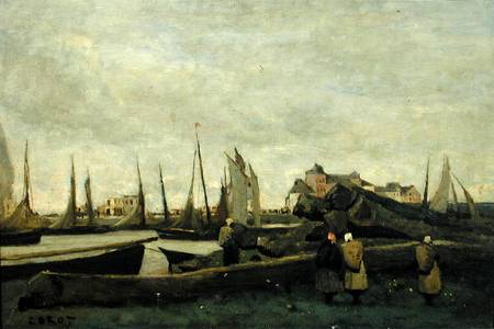 Treport - A Quay de Jean-Baptiste-Camille Corot