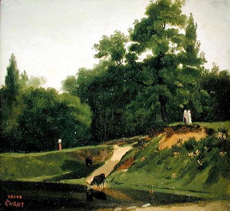 Villa d'Avray - Banks of the Stream near the Corot Property de Jean-Baptiste-Camille Corot