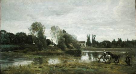 Ville d'Avray, Horses Watering de Jean-Baptiste-Camille Corot