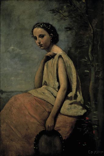 Zingara au tambour de basque (Zigeunerin mit Tambourin) de Jean-Baptiste-Camille Corot