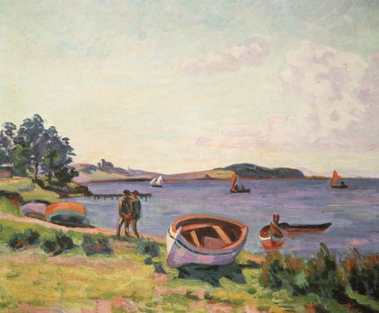 Boats on the shore of the sea (Le Brusc) de Jean-Baptiste Armand Guillaumin