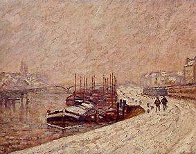 Barges in the snow de Jean-Baptiste Armand Guillaumin
