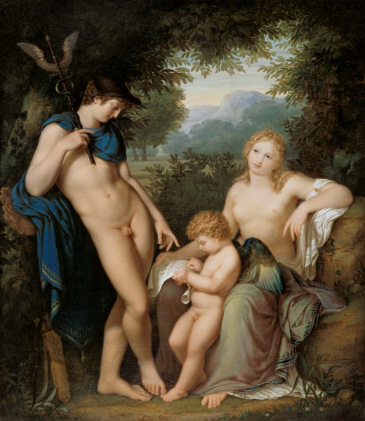 The lesson Amors by Venus and Mercury de Jean-Baptist-Claude Gagneraux