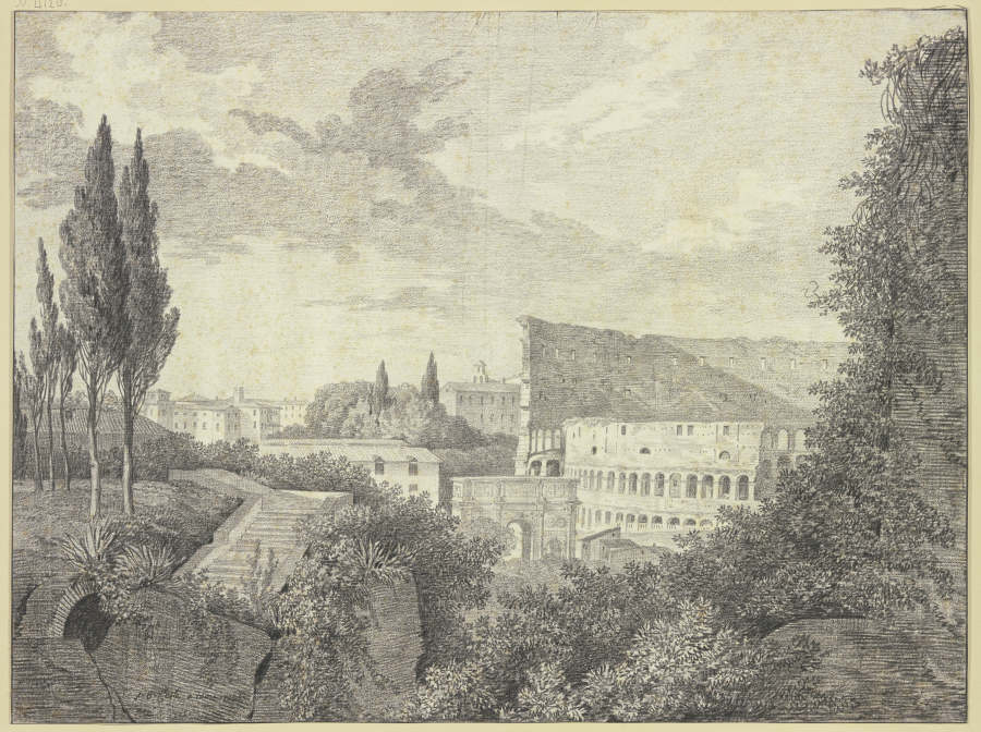 Das Kolosseum und der Konstantinsbogen vom Palatin aus gesehen de Jean Baptiste Coste
