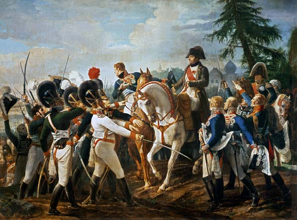 Napoleon and the Bavarian and Wurttemberg troops in Abensberg, 20th April 1809 de Jean Baptiste Debret