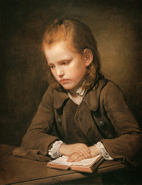 boy with schoolbook de Jean Baptiste Greuze