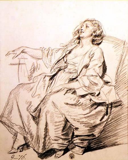 Young Woman Sitting in an Armchair de Jean Baptiste Greuze