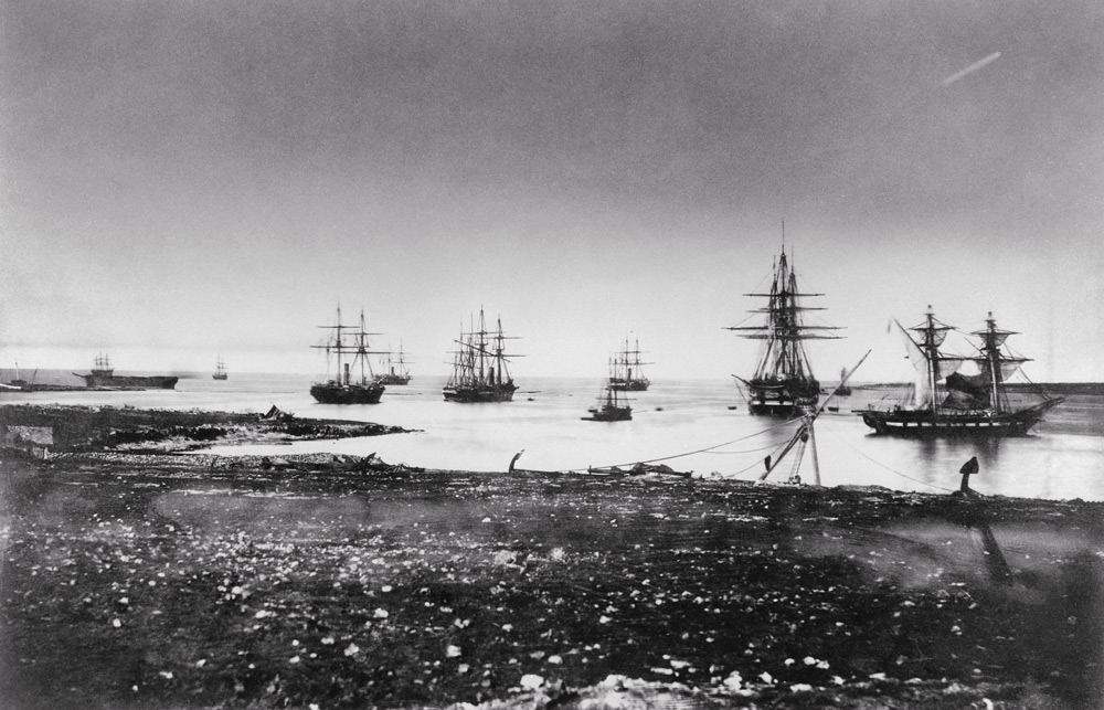 Crimean war, French squadron, entry into the port, 1855 (b/w photo)  de Jean Baptiste Henri Durand-Brager