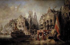 The arrival of the duke of alb in Rotterdam. de Jean-Baptiste Isabey