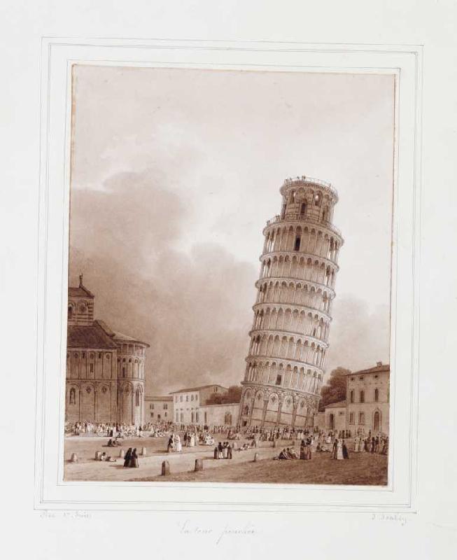 Der schiefe Turm von Pisa de Jean-Baptiste Isabey