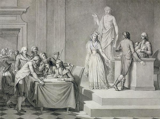 Republican Divorce (pen & ink and grisaille on paper) de Jean Baptiste Mallet