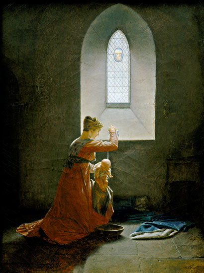 Genevieve of Brabant Baptising her Son in Prison de Jean Baptiste Mallet