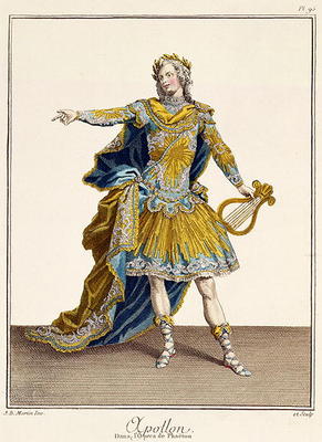 Costume for Apollo in the opera 'Phaethon', engraved by the artist, c.1780 (engraving) de Jean-Baptiste Martin