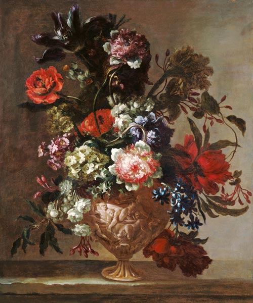 Still life of flowers in a sculpted vase de Jean Baptiste Monnoyer