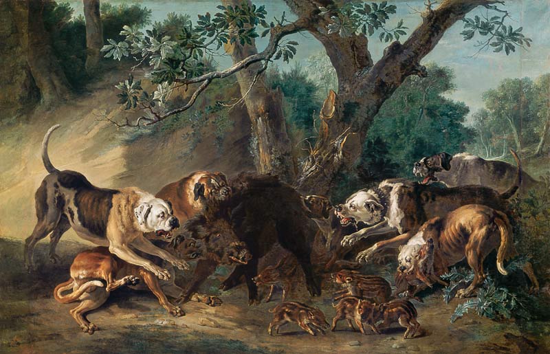 A Wild Sow and her Young Attacked by Dogs de Jean Baptiste Oudry