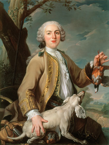 Louis XV en chasseur tenant une perdrix de Jean Baptiste Oudry