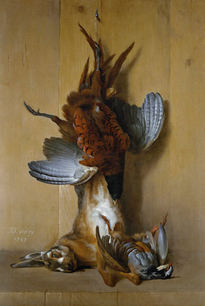 Still Life with a Hare, a Pheasant and a Red Partridge de Jean Baptiste Oudry
