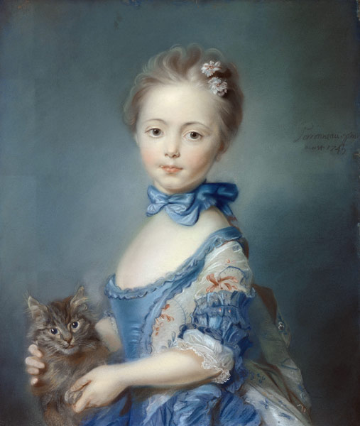 A Girl with a Kitten de Jean-Baptiste Perronneau