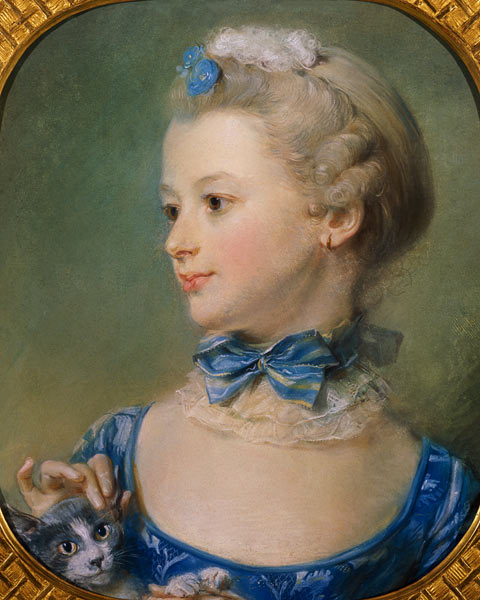Young Girl with a Cat de Jean-Baptiste Perronneau