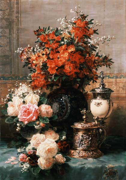 Stillleben mit Rosen und anderen Blumen de Jean Baptiste Robie