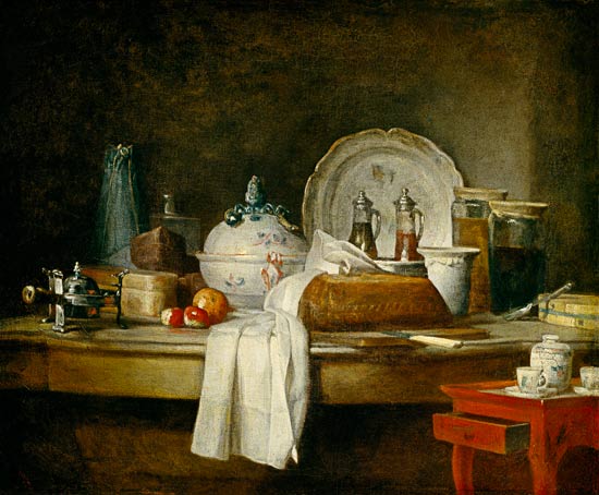 Quiet life with kitchens utensils de Jean-Baptiste Siméon Chardin