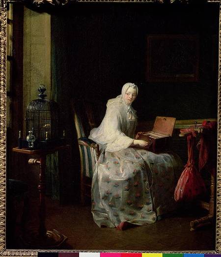The Bird Organ or A Woman Varying Her Pleasures de Jean-Baptiste Siméon Chardin