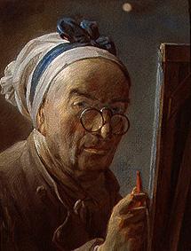 Self-portrait in front of the easel. de Jean-Baptiste Siméon Chardin