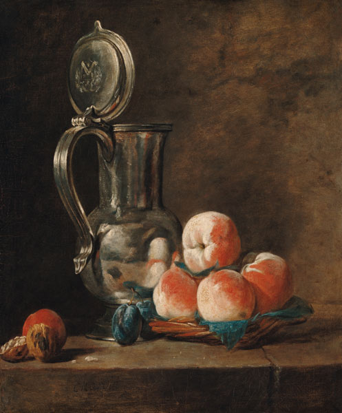 Quiet life with tin jug and peaches de Jean-Baptiste Siméon Chardin
