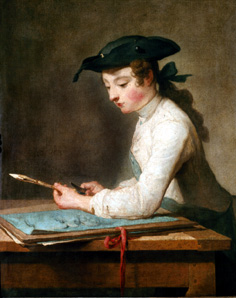 The draughtsman (sharpening man, his pencil more y de Jean-Baptiste Siméon Chardin