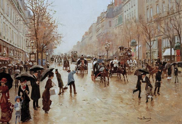 Boulevard Poissonniere in the Rain, c.1885 de Jean Beraud