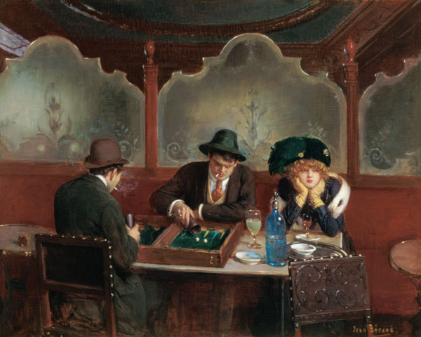The Backgammon Players (oil on panel) de Jean Beraud