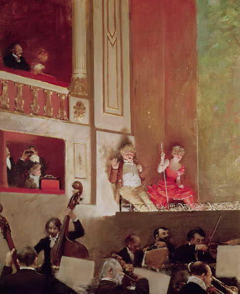 Revue at the Theatre des Varietes, c.1885 (oil on canvas) de Jean Beraud
