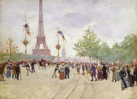 Entrance to the Exposition Universelle, 1889 (oil on canvas) de Jean Beraud