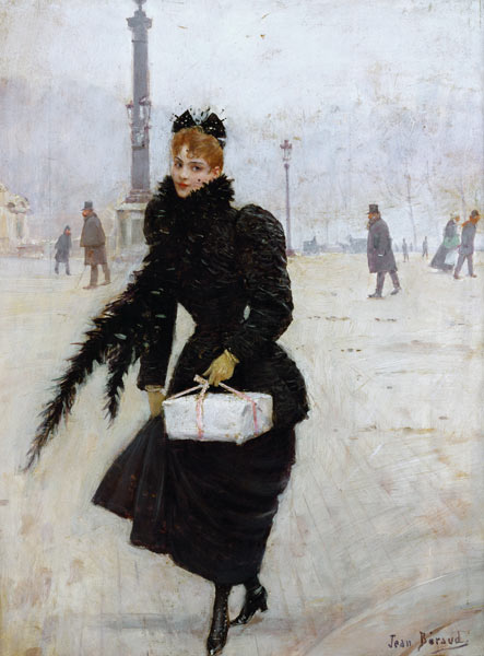 Parisian woman in the Place de la Concorde, c.1890 (oil on canvas) de Jean Beraud