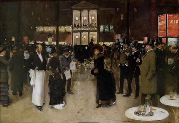 The Boulevard at Night, in front of the Theatre des Varietes, c.1883 (oil on canvas) de Jean Beraud