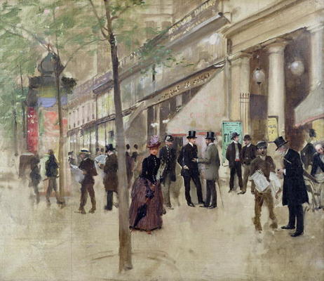 The Boulevard Montmartre and the Theatre des Varietes, c.1886 (oil on canvas) de Jean Beraud
