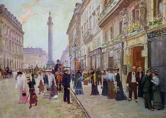 Workers leaving the Maison Paquin, in the rue de la Paix, c.1900 de Jean Beraud