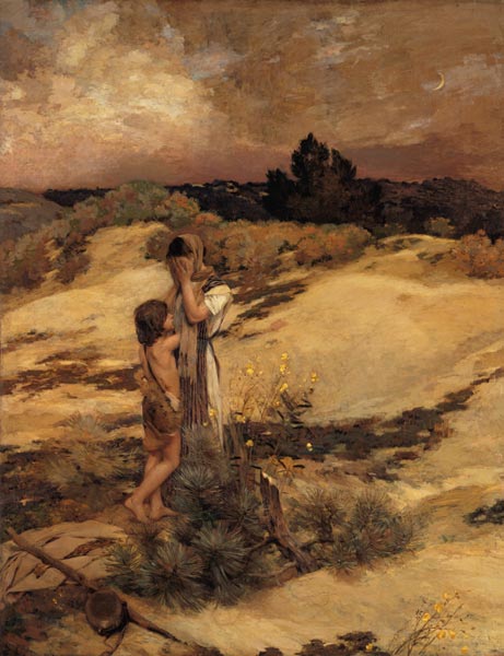 Hagar and Ismael in the desert de Jean-Charles Cazin