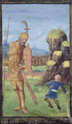 David and Goliath, from a Book of Hours, c.1470 (vellum) de Jean Colombe